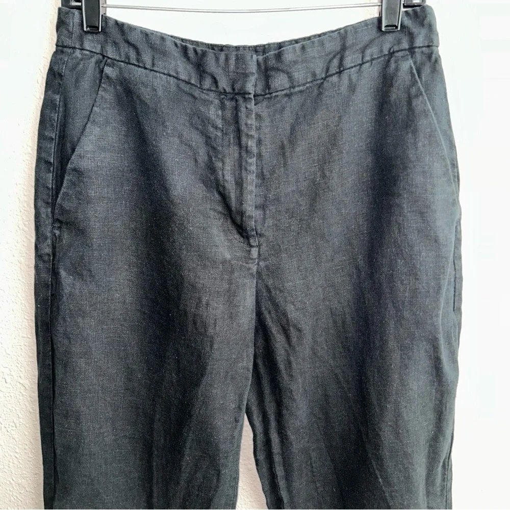 Banana Republic Black 100% Linen‎ Ankle Trouser Pants
